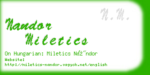 nandor miletics business card